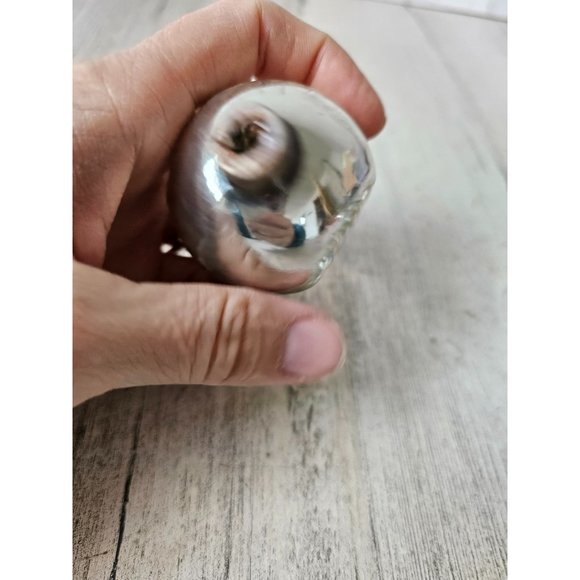 Antique double reflector indent silver mini glass ball ornament blue Xmas tree - Picture 5 of 7